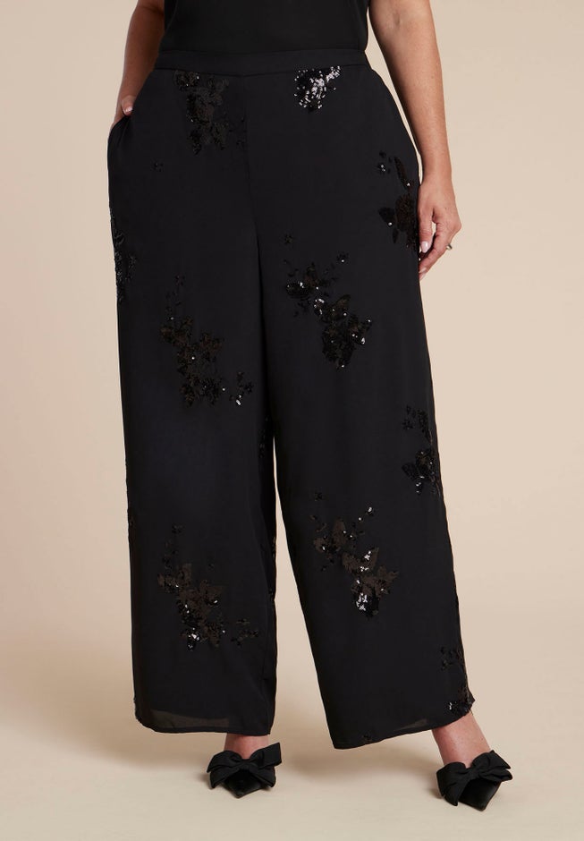 Floral Sequin Wide Leg Pant image number 1