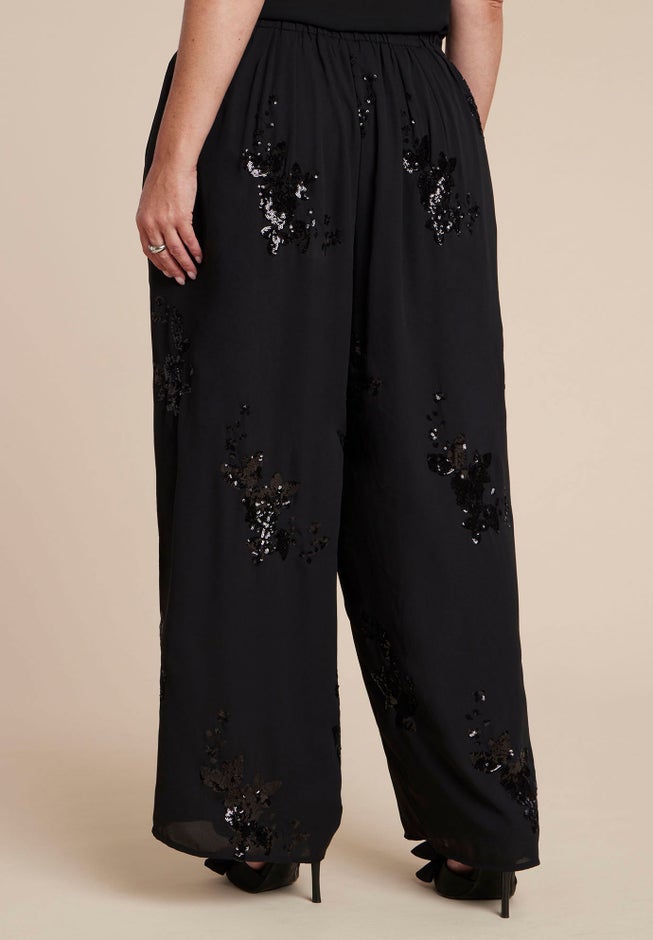 Floral Sequin Wide Leg Pant image number 2