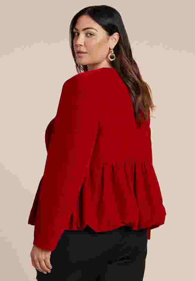 Velvet Peplum Bubble Hem Jacket image number 2