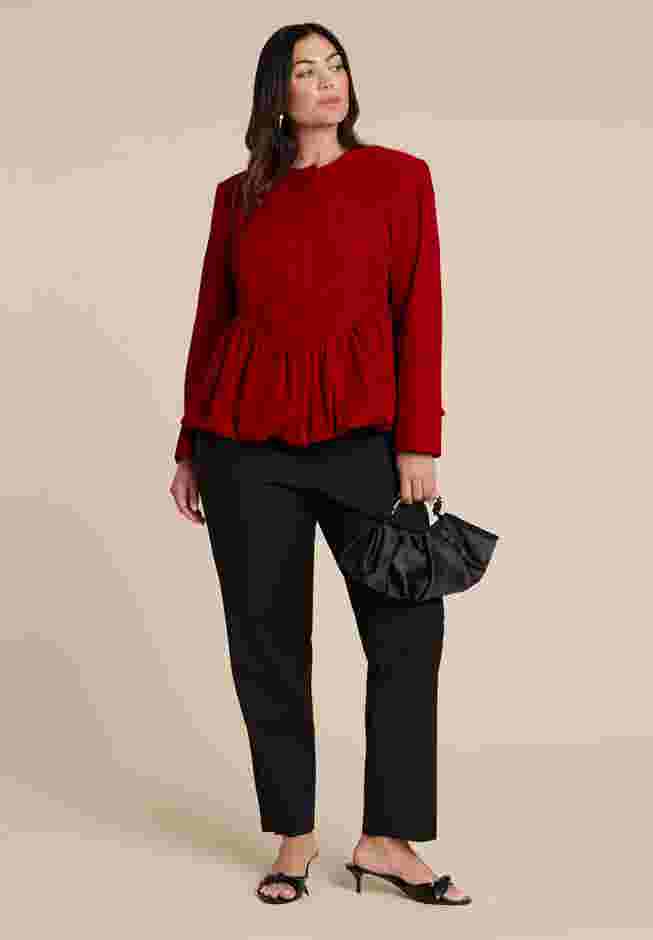 Velvet Peplum Bubble Hem Jacket image number 3