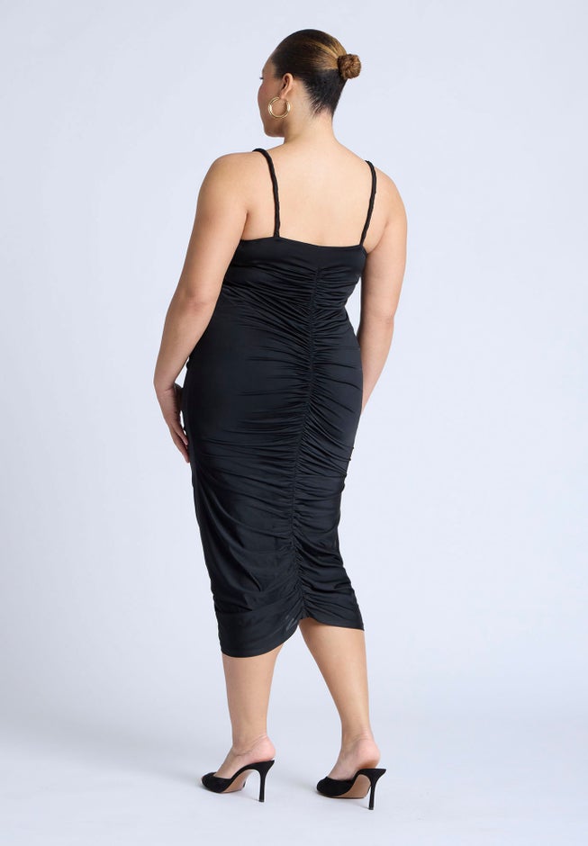 Hardware Shirred Midi Dress image number 1