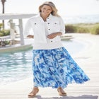 Pull-On Elastic Waist Crinkle Printed Skirt image number null