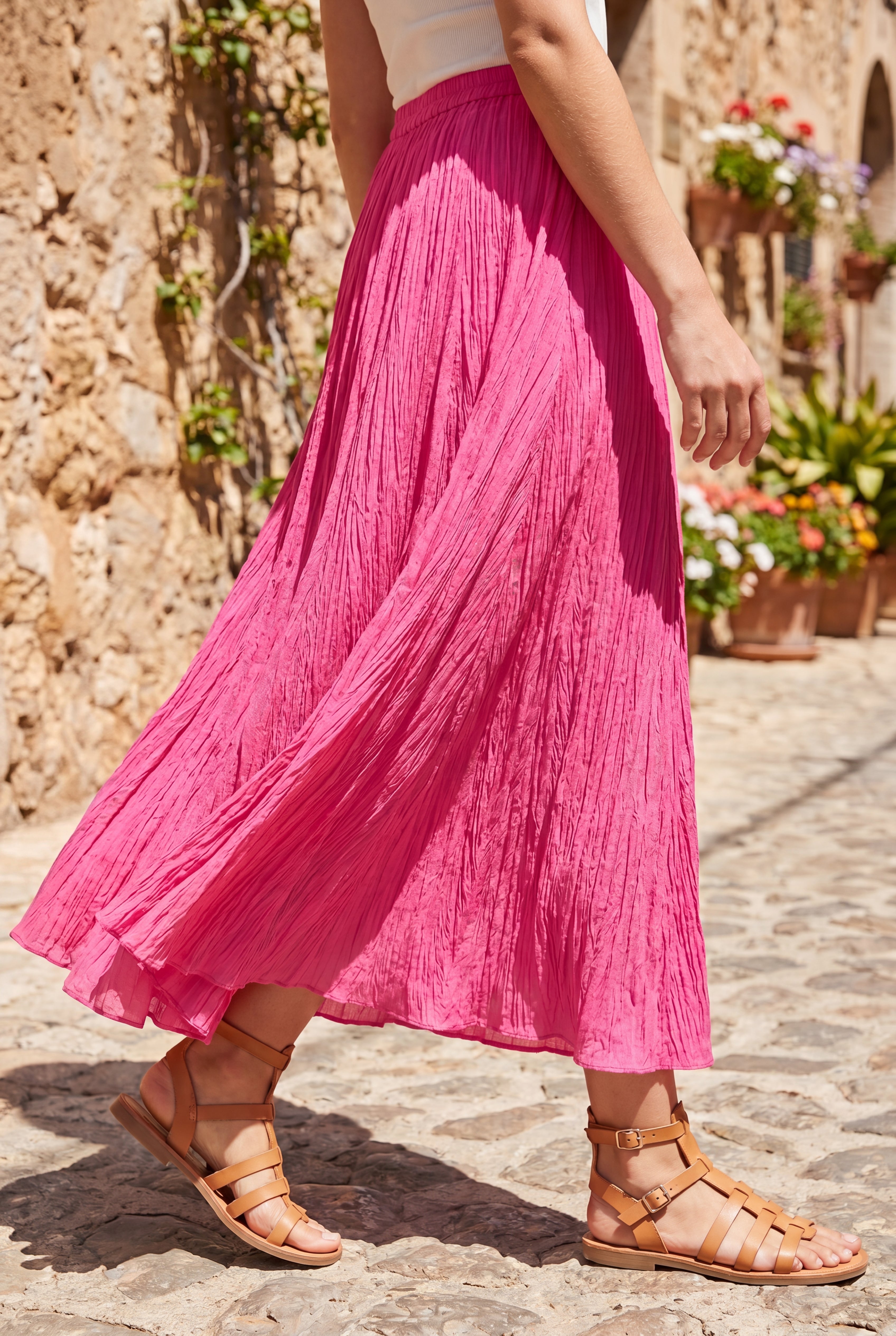 Pull-On Elastic Waist Crinkle Printed Skirt image number 0