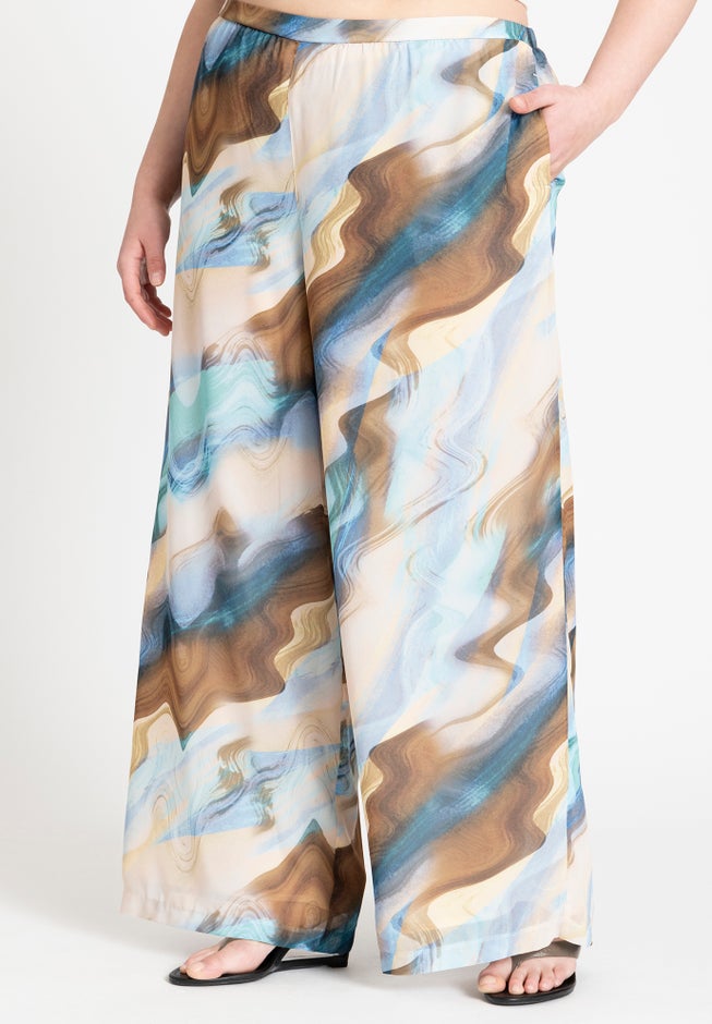 Wide Leg Printed Chiffon Pant image number 2