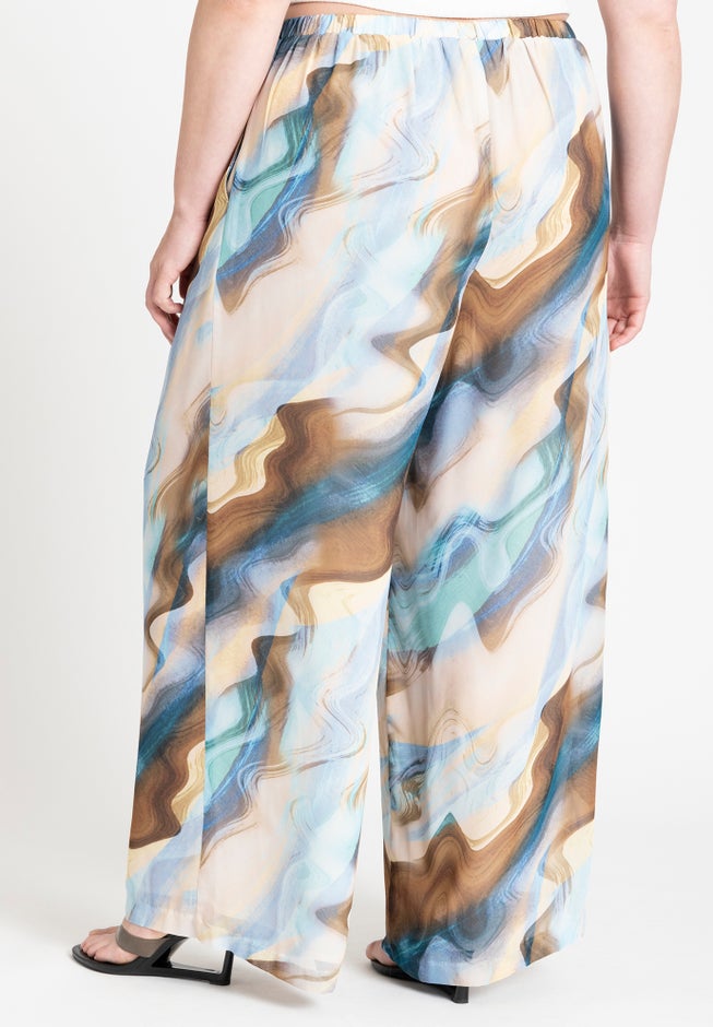 Wide Leg Printed Chiffon Pant image number 3