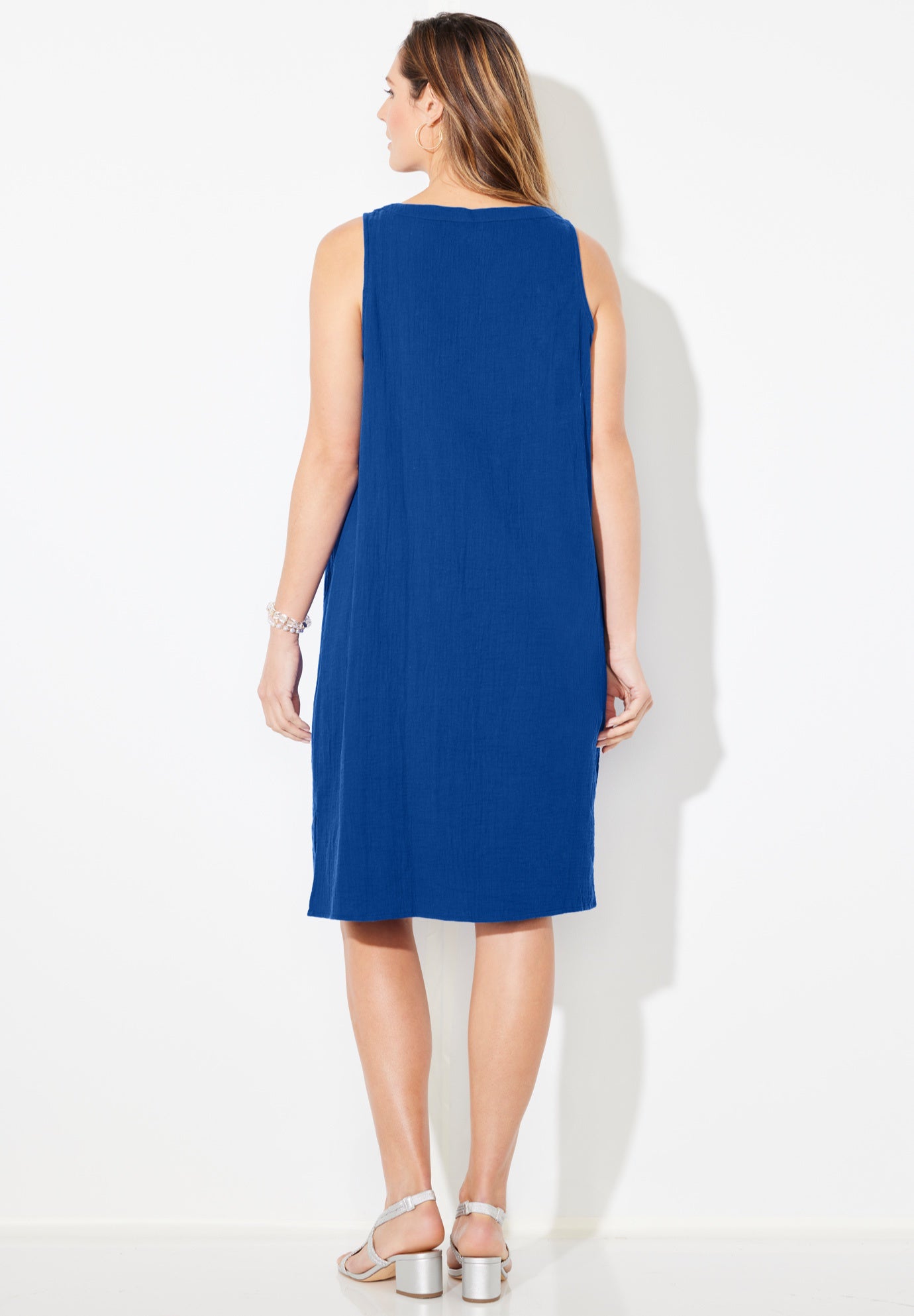 AnyWear Pucker Cotton Shirt Dress image number 1