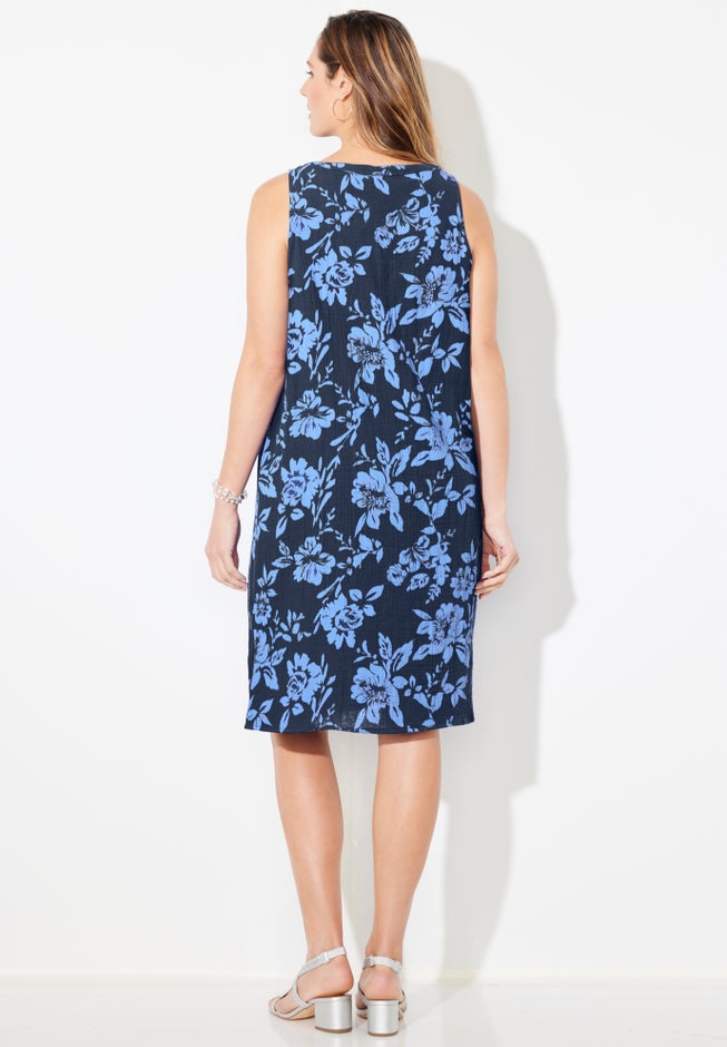 AnyWear Pucker Cotton Shirt Dress image number 1