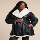 Hourglass Faux Leather Sherpa Jacket image number null