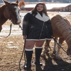 Hourglass Faux Leather Sherpa Jacket image number null