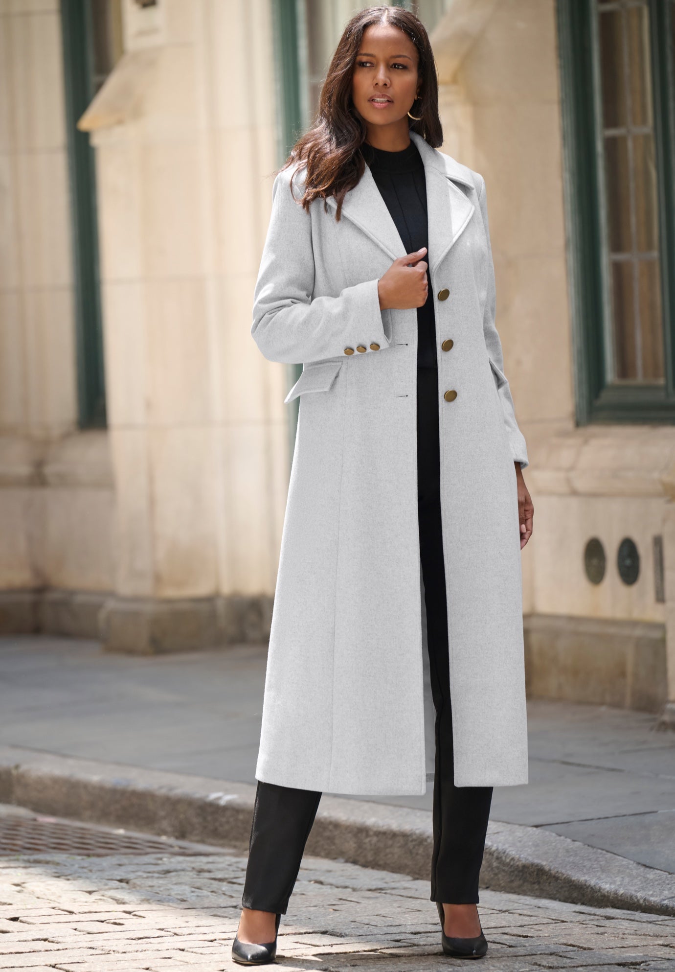 Plus Size Long Tailored Wool Blend Coat image number 2