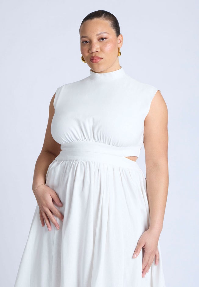 Linen High Neck Dress image number 3