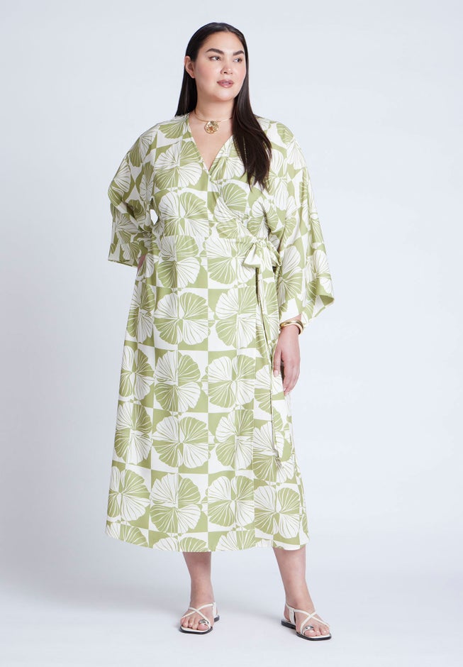 Kimono Sleeve Maxi Wrap Dress image number null