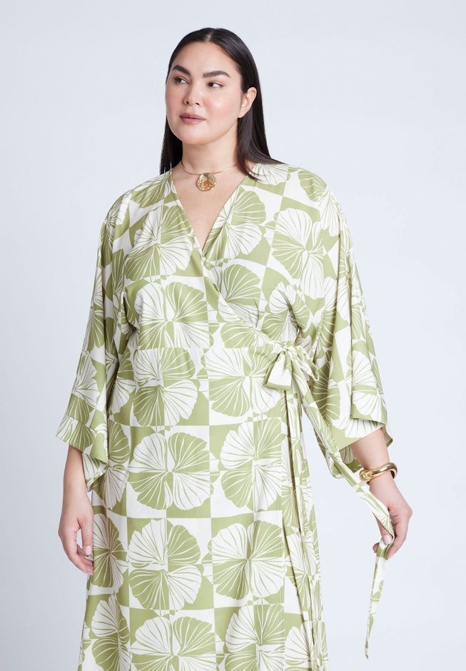 Kimono Sleeve Maxi Wrap Dress image number null