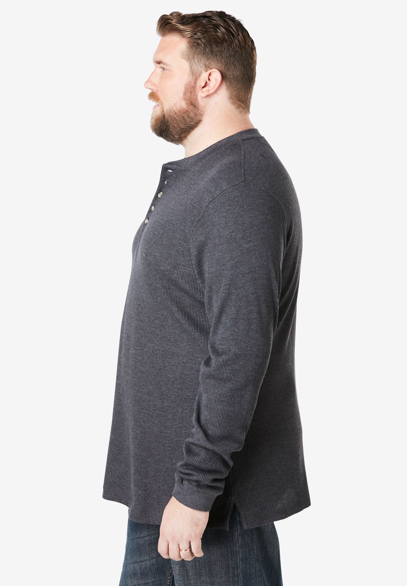 Waffle-Knit Thermal Henley Tee image number 2