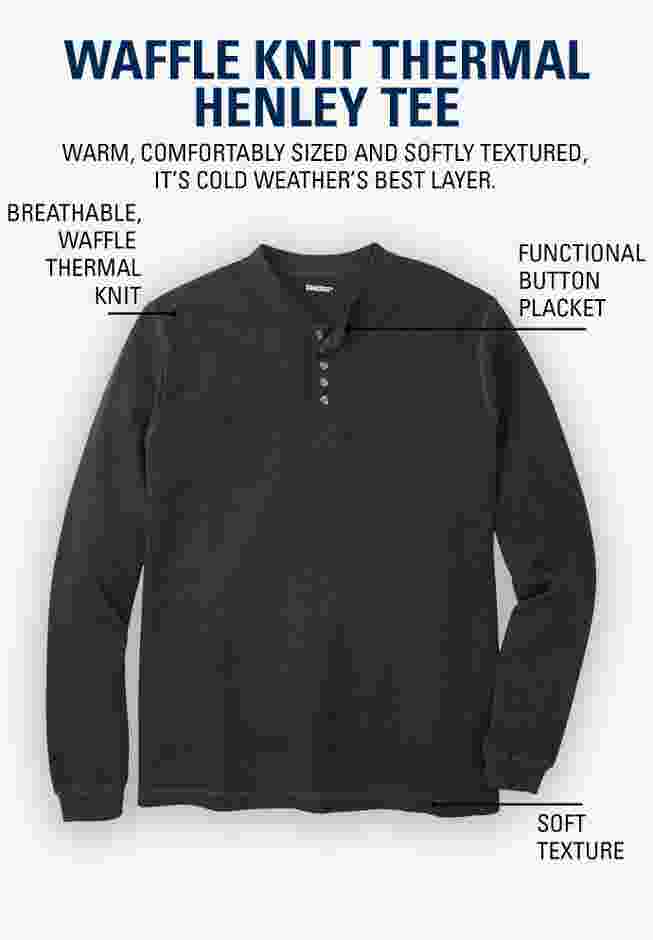 Waffle-Knit Thermal Henley Tee image number 4