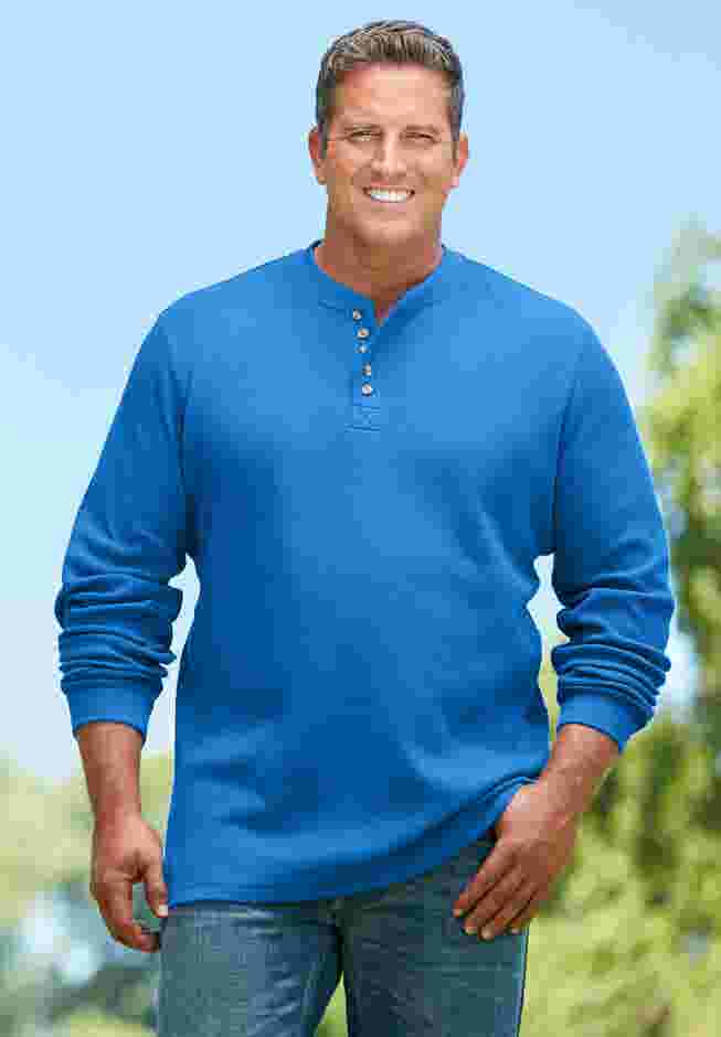 Waffle-Knit Thermal Henley Tee image number 5