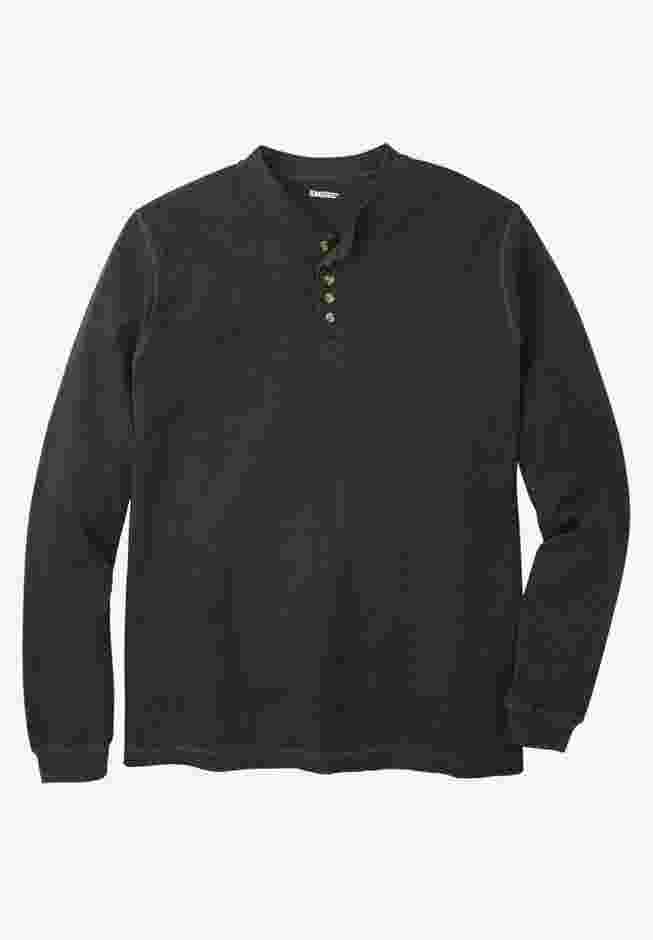 Waffle-Knit Thermal Henley Tee image number 0