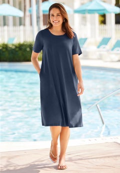 Perfect Short-Sleeve Crewneck Tee Dress