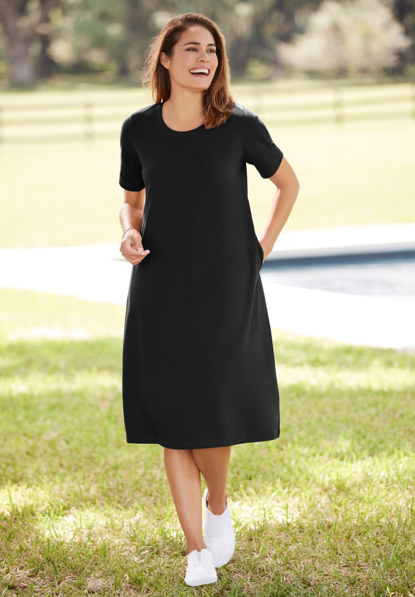 Perfect Short-Sleeve Crewneck Tee Dress image number 0