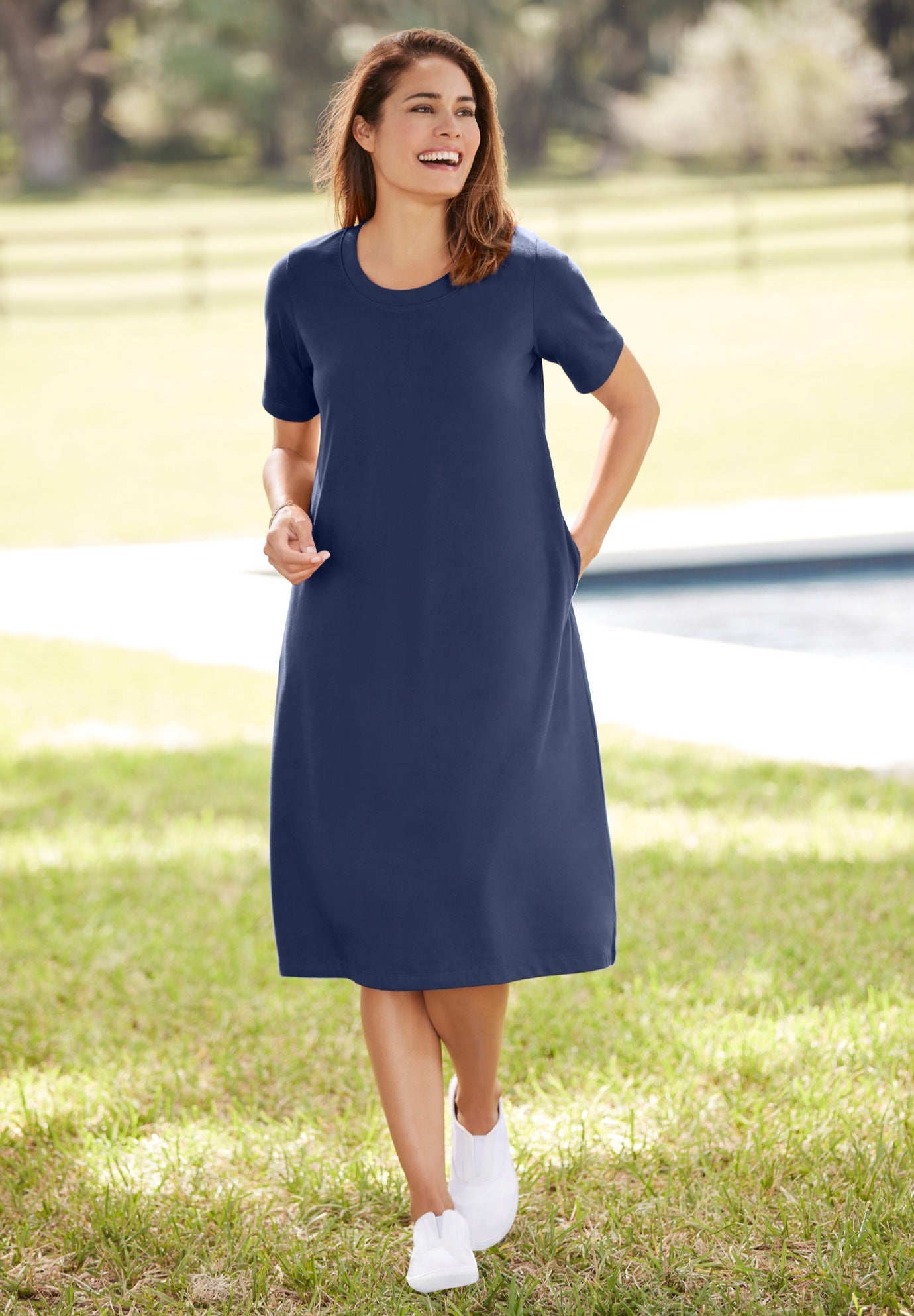 Perfect Short-Sleeve Crewneck Tee Dress image number 0