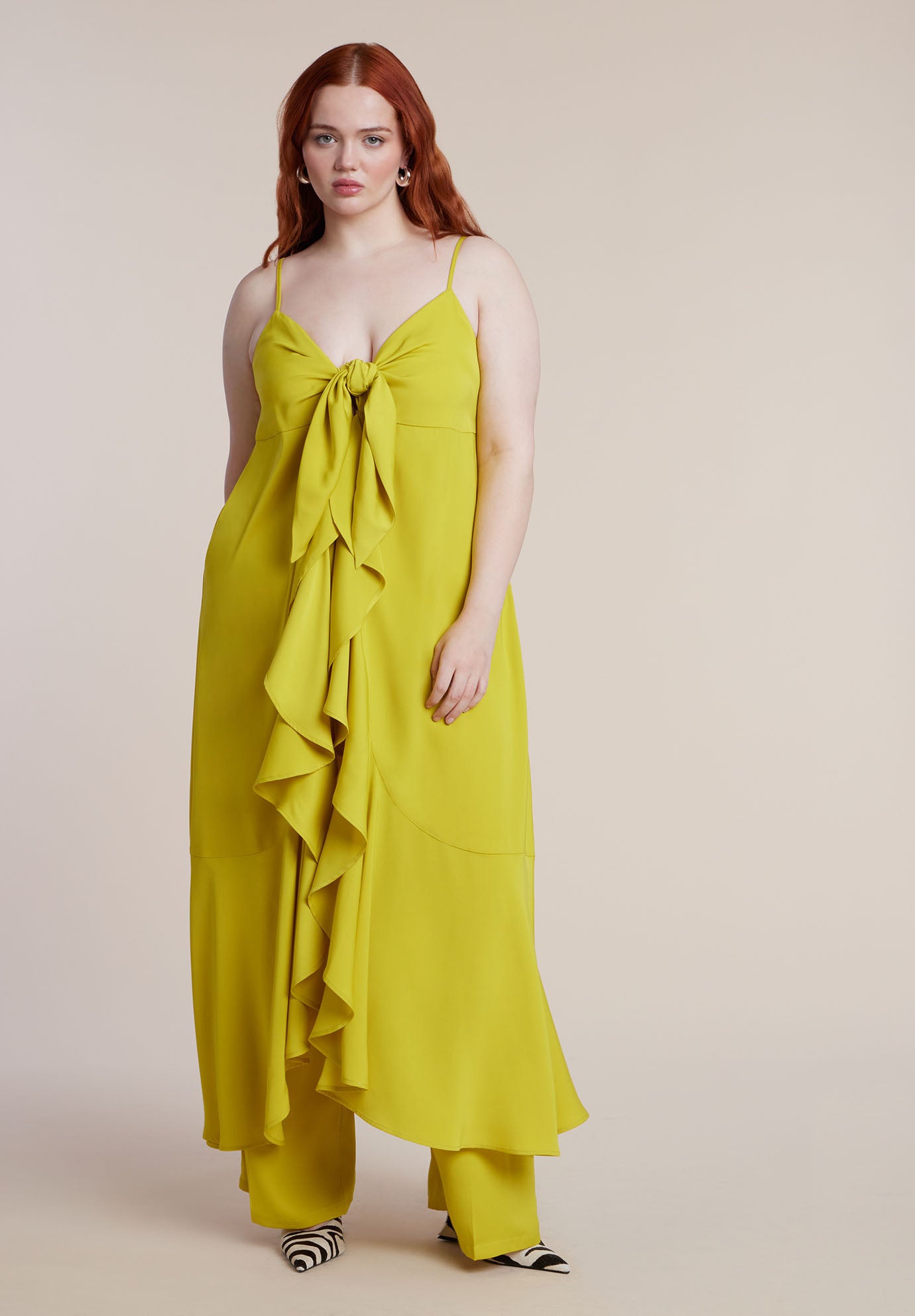 Tie-Front Ruffle Duster image number 1