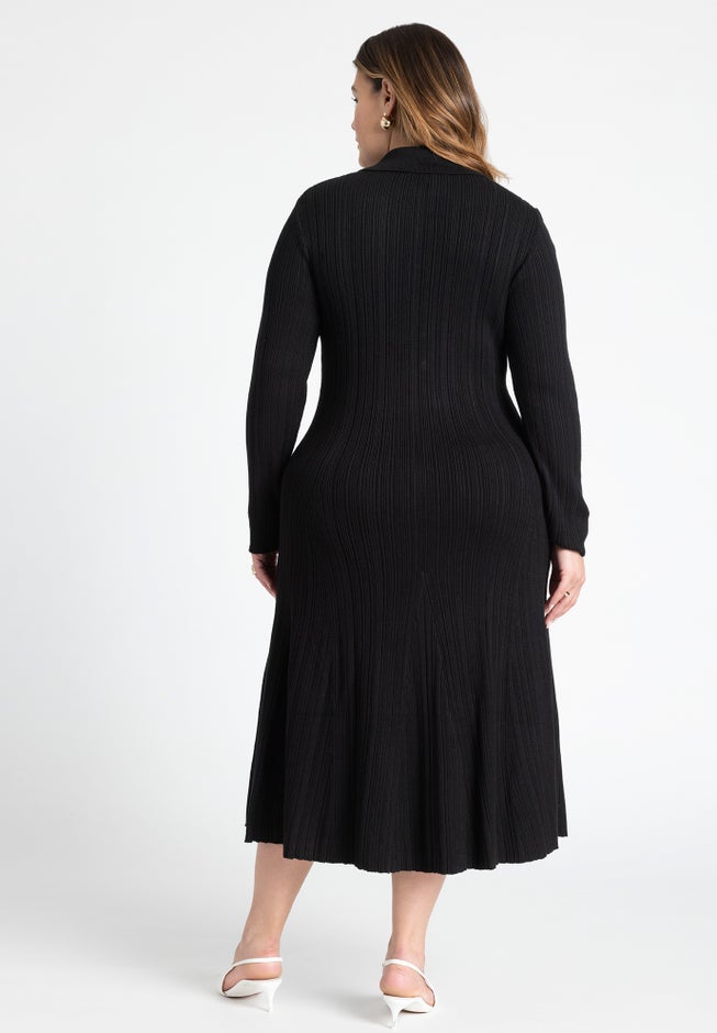 Pocket Detail Midi Dress With Collar image number 1