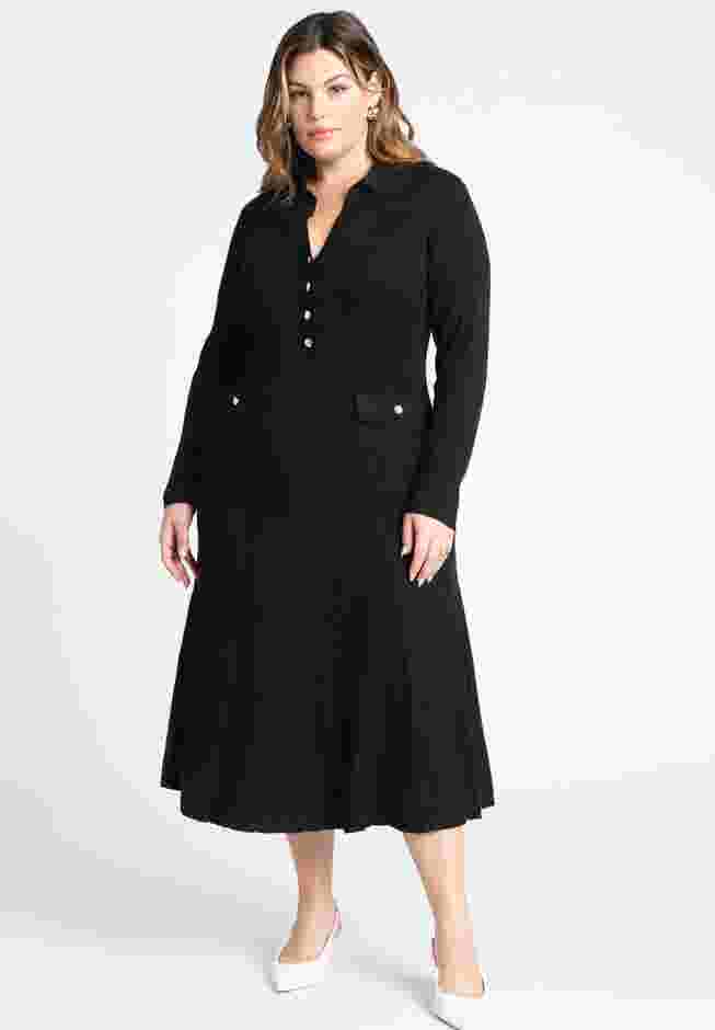 Pocket Detail Midi Dress With Collar image number 0