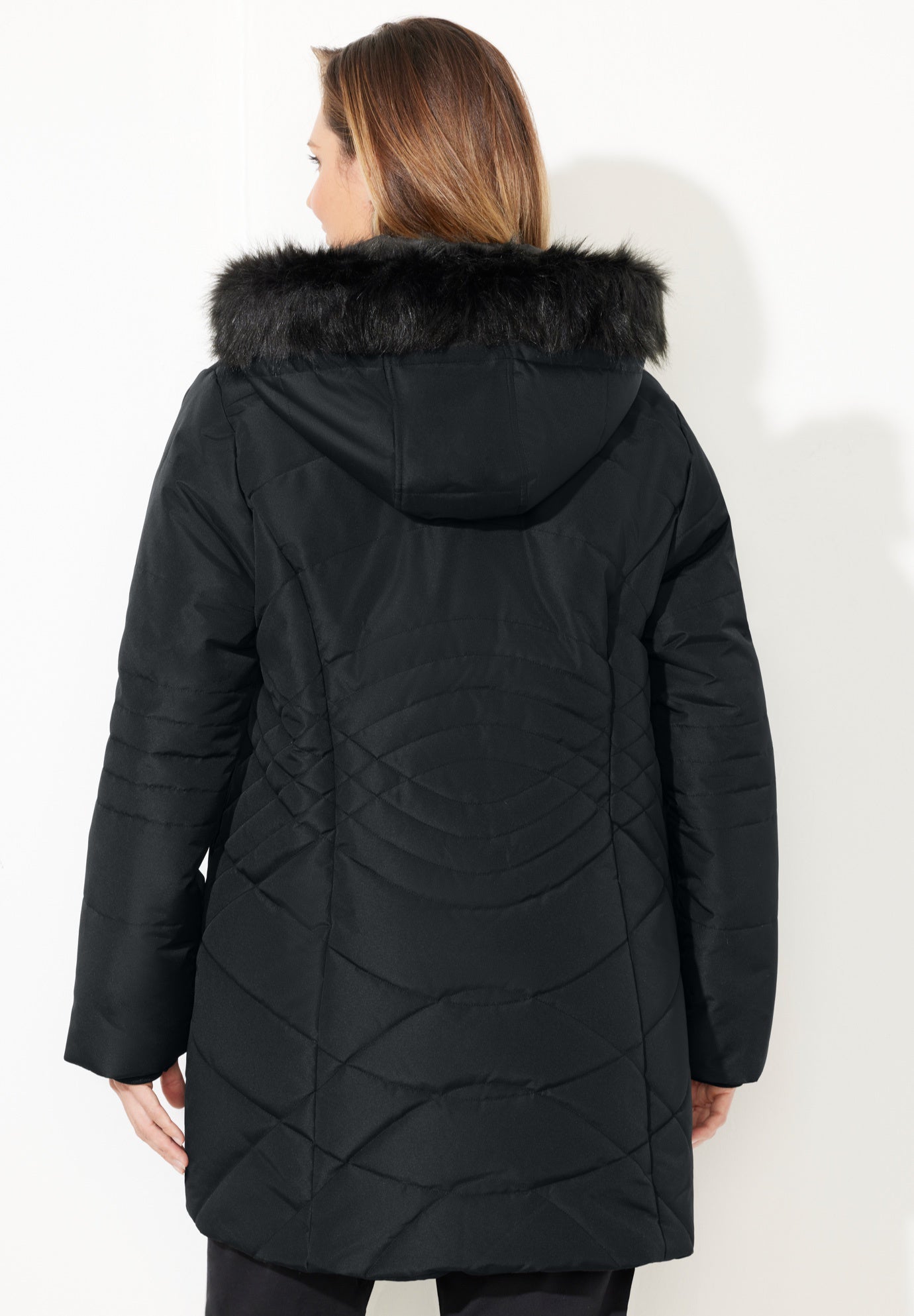 Faux Fur Hood Puffer Coat image number 1