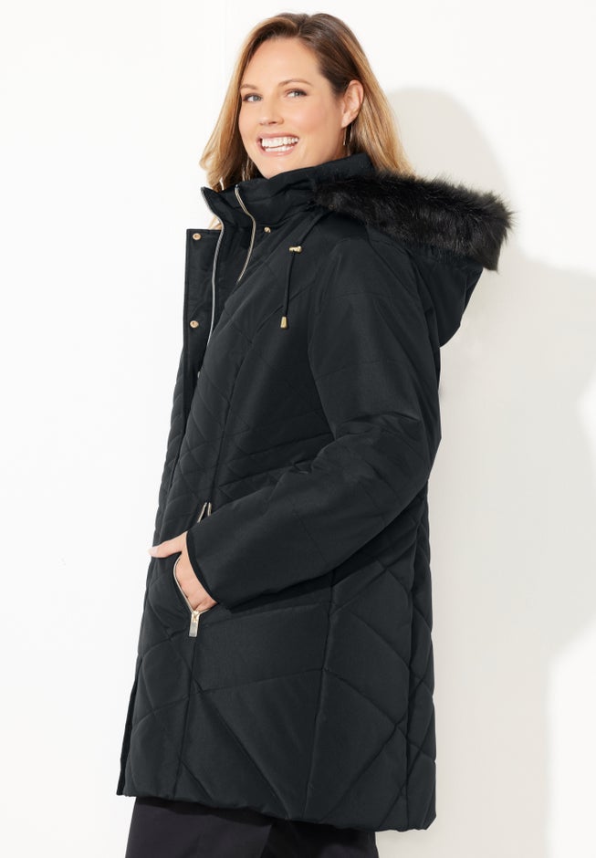 Faux Fur Hood Puffer Coat image number 4