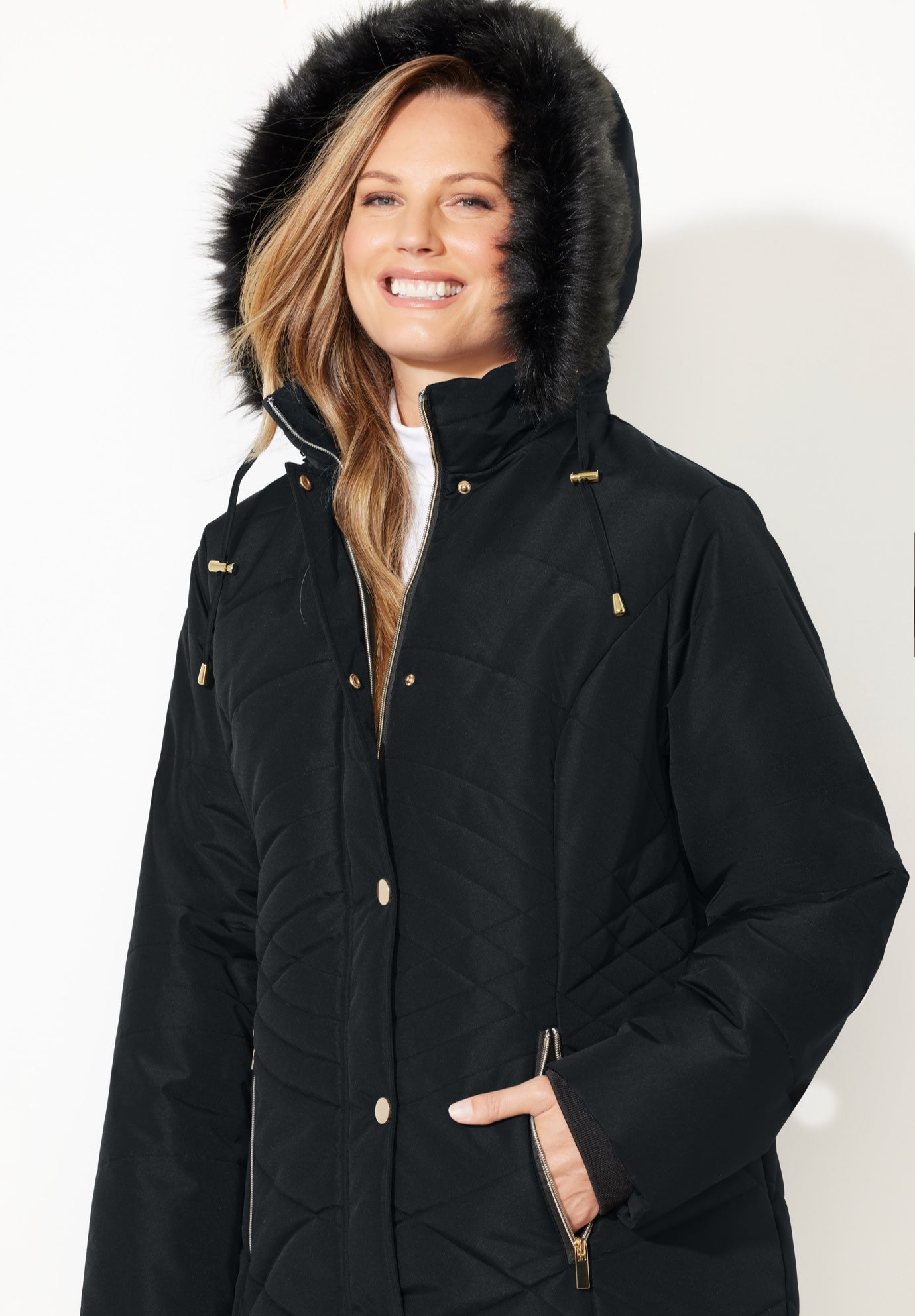 Faux Fur Hood Puffer Coat image number 5