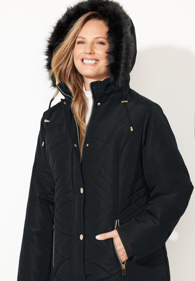 Faux Fur Hood Puffer Coat image number 5