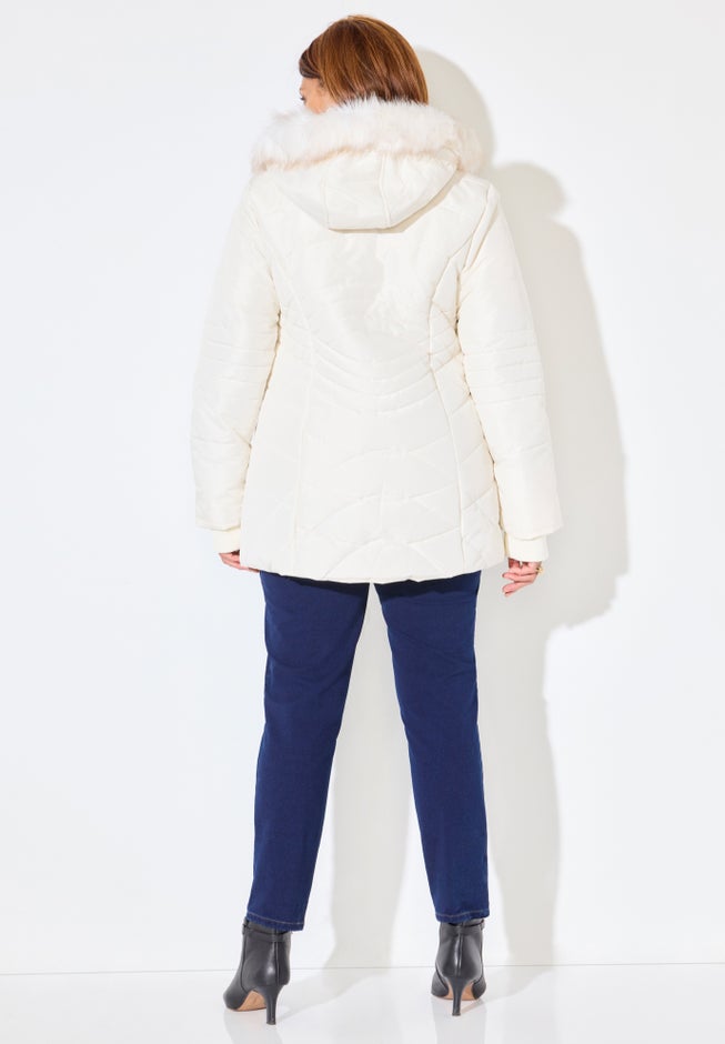 Faux Fur Hood Puffer Coat image number 1