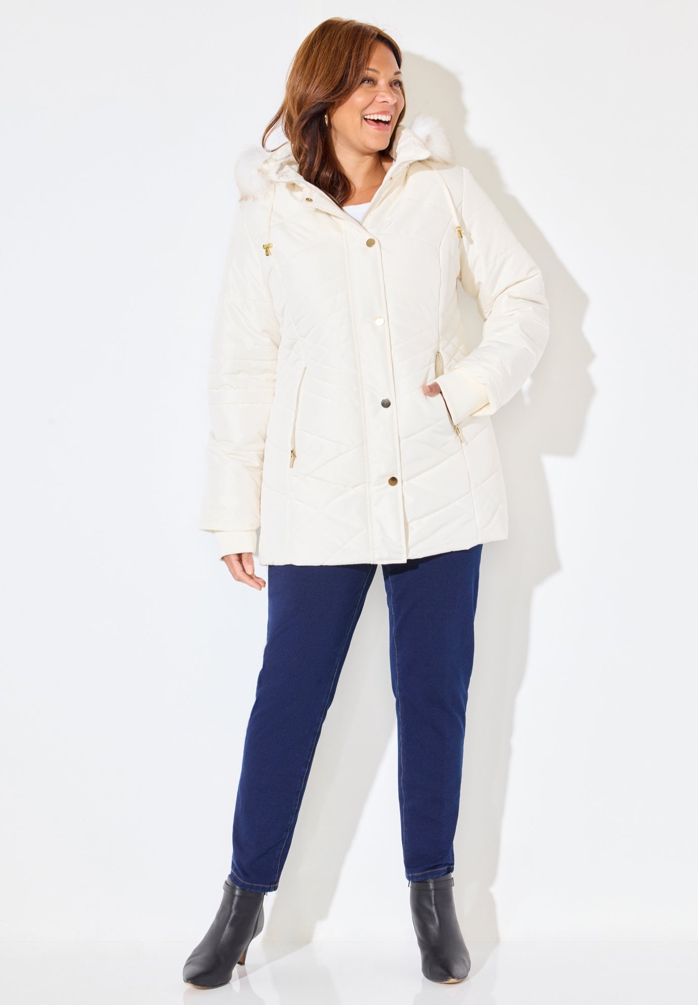 Faux Fur Hood Puffer Coat image number 0