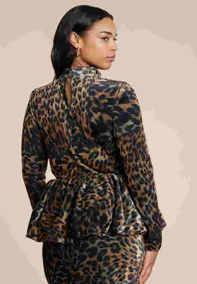 Leopard Velvet Turtleneck Top image number 1