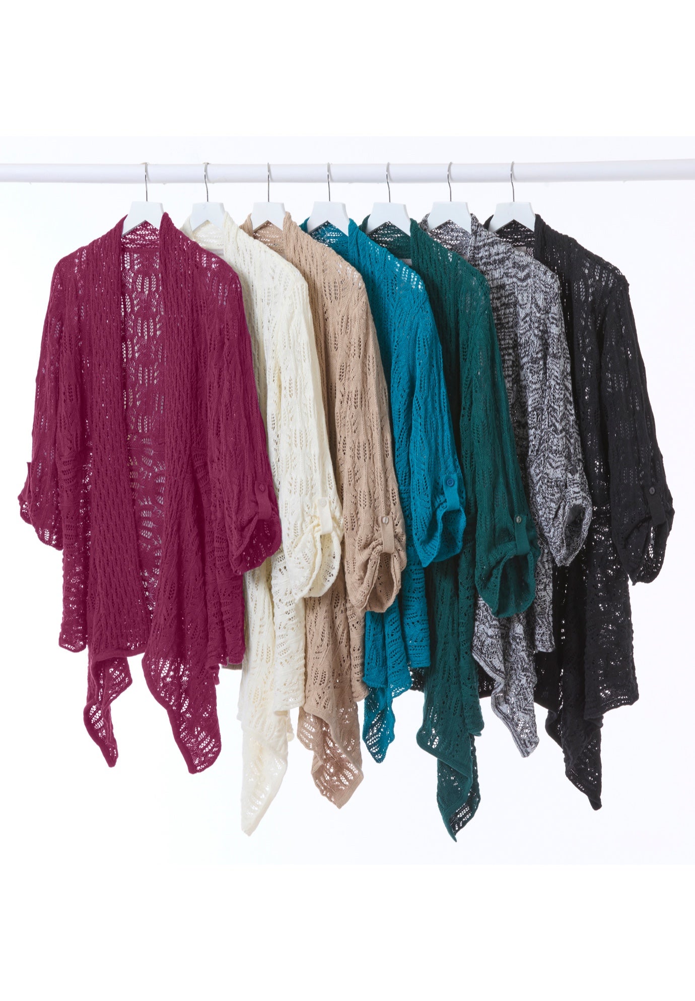 Open Front Pointelle Cardigan Sweater image number 6