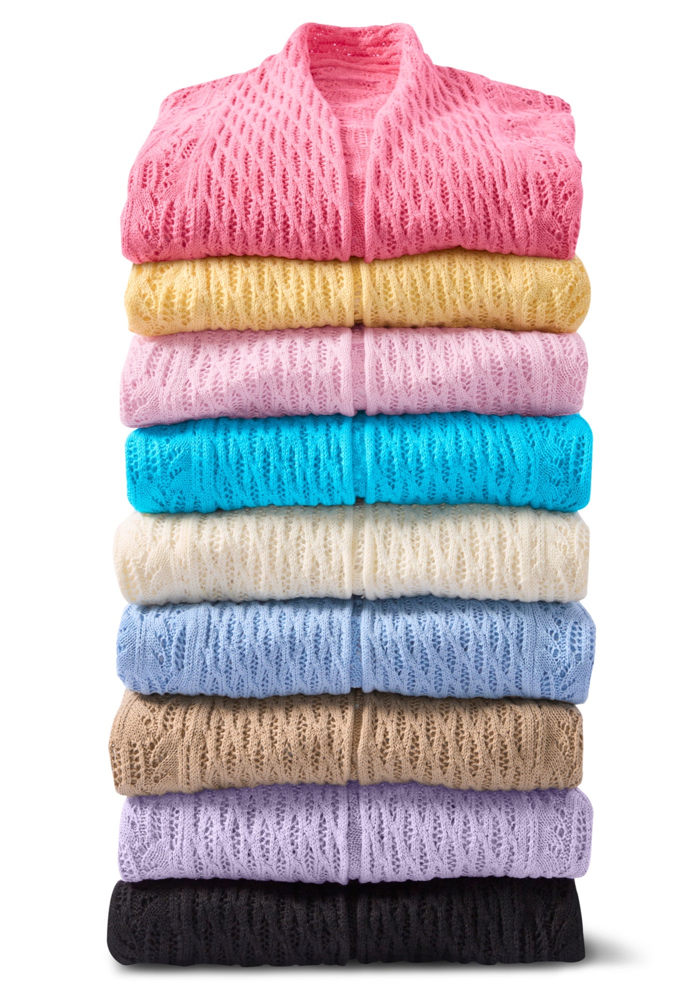 Open Front Pointelle Cardigan Sweater image number 5