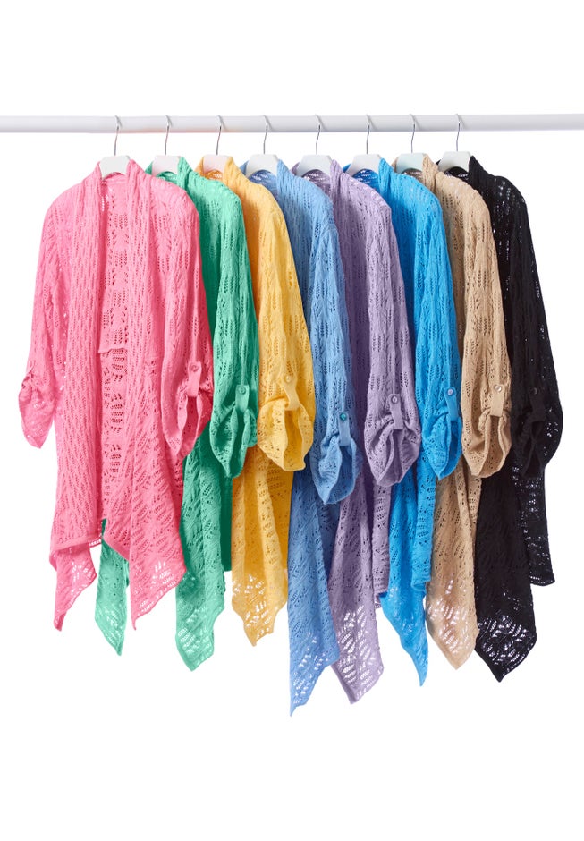 Open Front Pointelle Cardigan Sweater image number 5