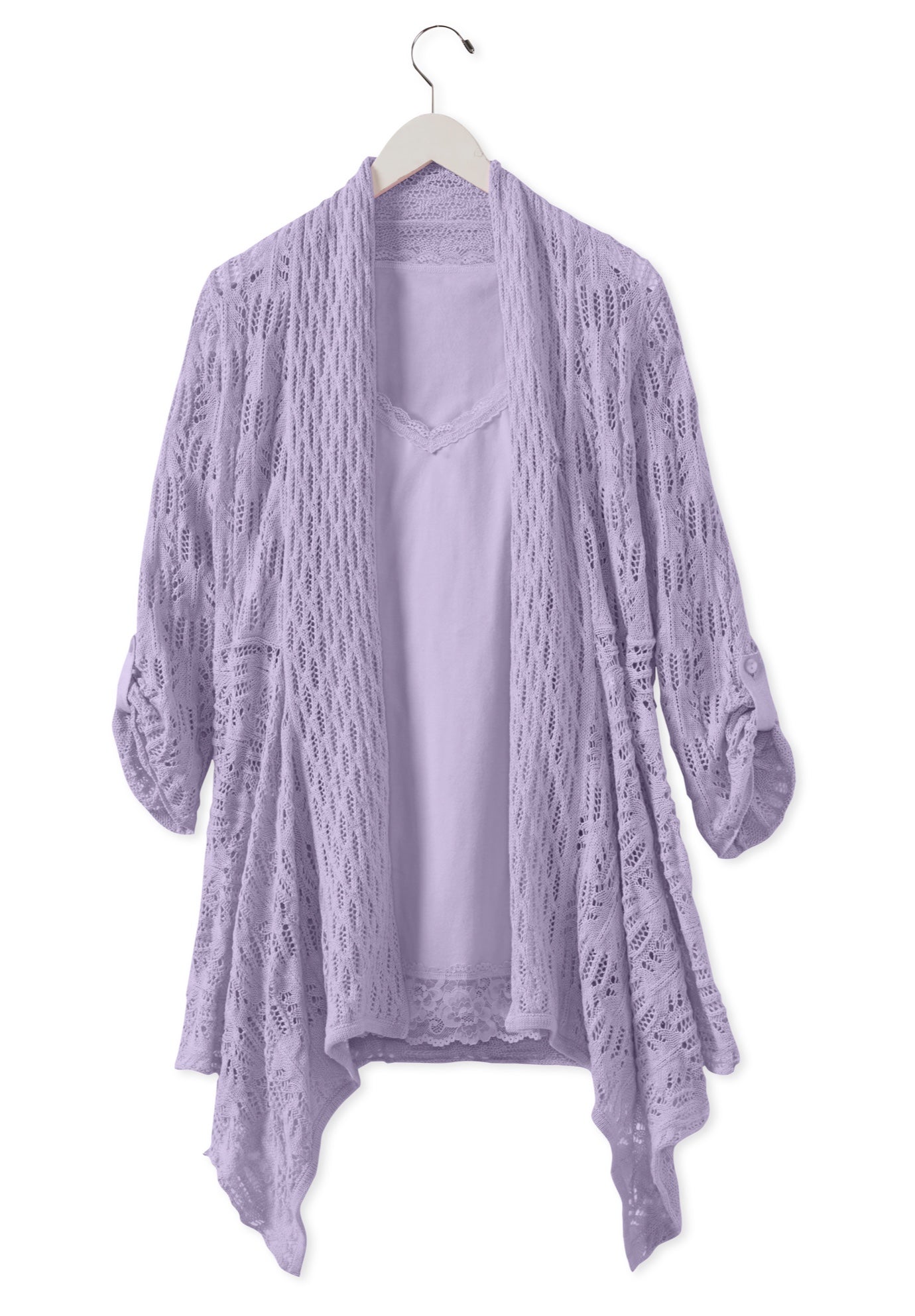 Open Front Pointelle Cardigan Sweater image number 5