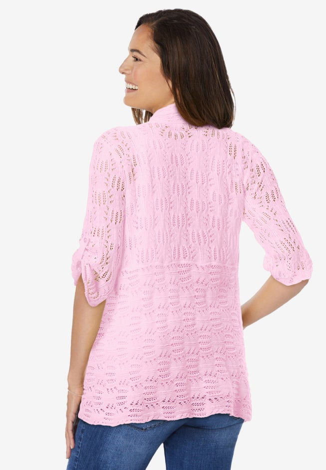 Open Front Pointelle Cardigan image number 1