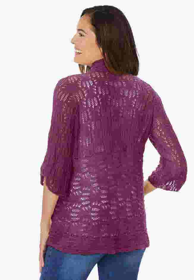 Open Front Pointelle Cardigan image number 1