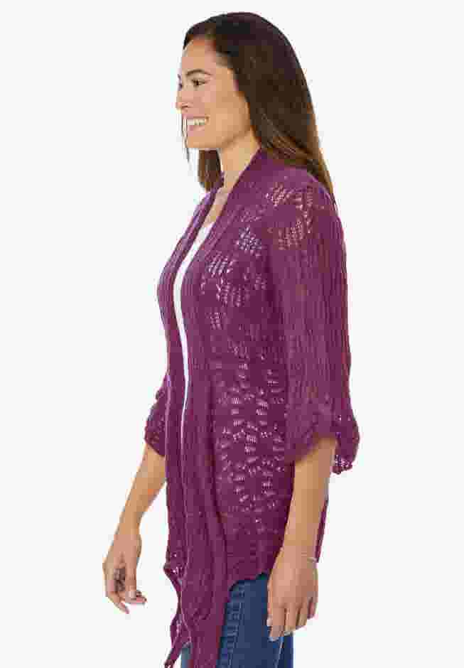 Open Front Pointelle Cardigan image number 2