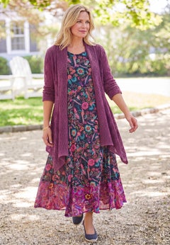 Open Front Pointelle Cardigan Sweater