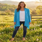 Open Front Pointelle Cardigan Sweater image number null