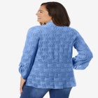 Open Front Pointelle Cardigan Sweater image number null