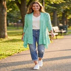 Open Front Pointelle Cardigan Sweater image number null
