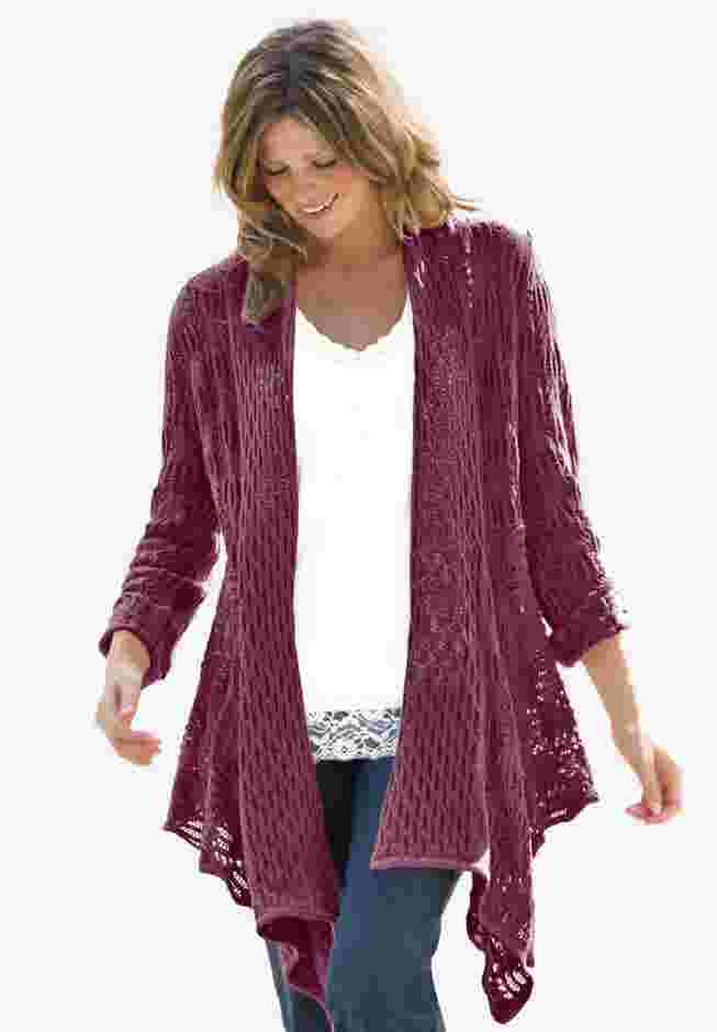 Open Front Pointelle Cardigan image number 0