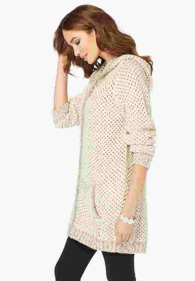 Marled Thermal Hoodie Cardigan image number 2
