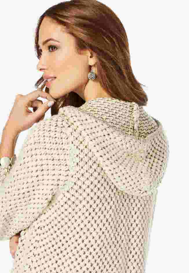 Marled Thermal Hoodie Cardigan image number 3