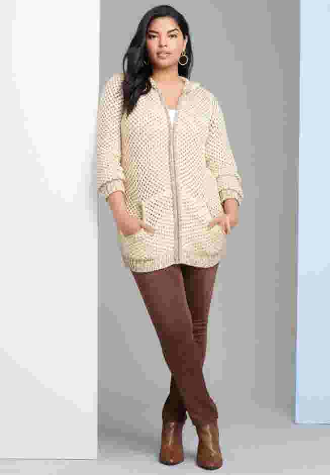 Marled Thermal Hoodie Cardigan image number 4