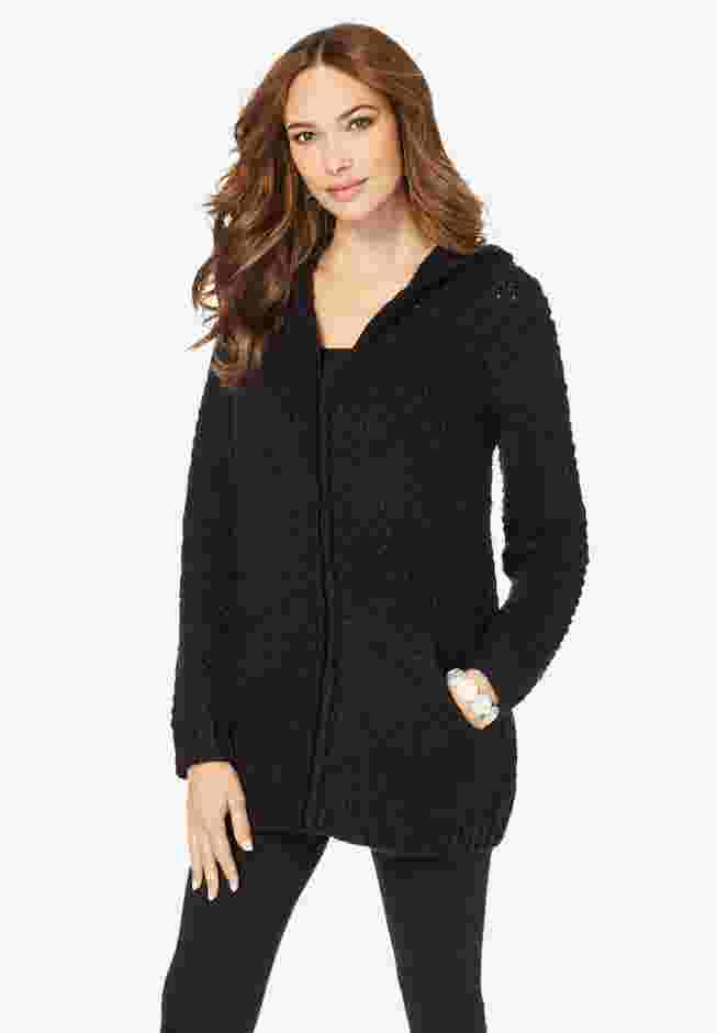 Marled Thermal Hoodie Cardigan image number 0